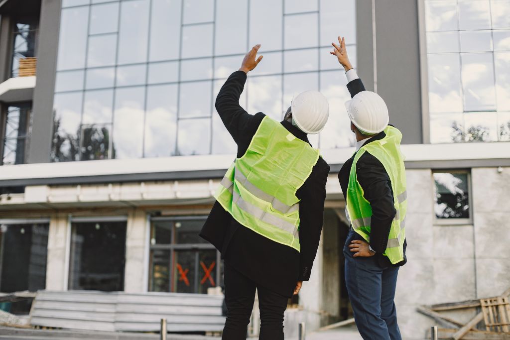 builders on site pointing