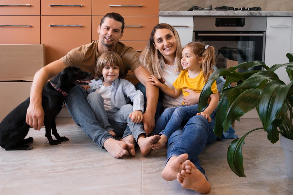 family in new home