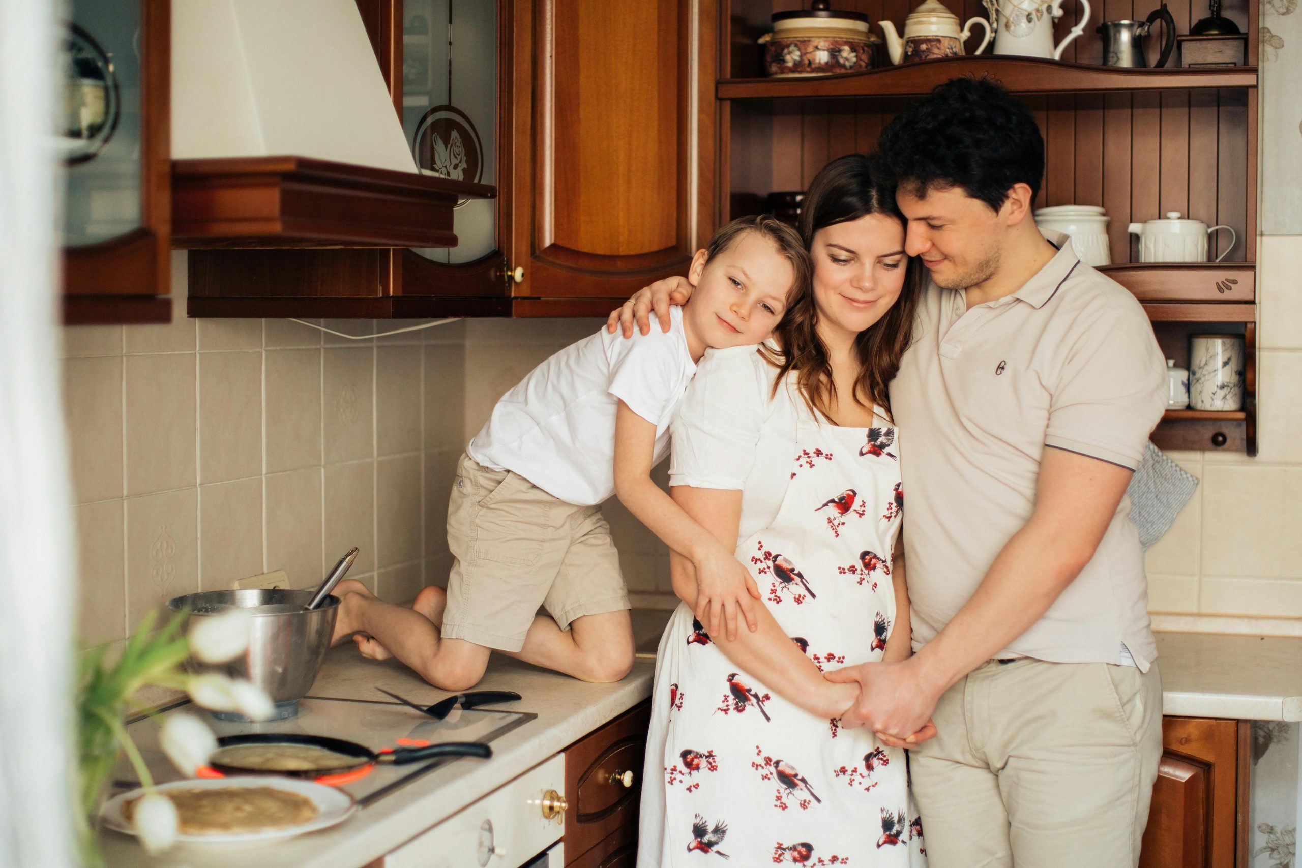 family enjoying time together in the kitchen