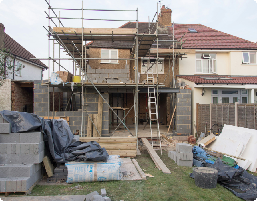 2 storey house extension on back of semi detached house